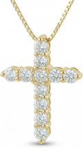 Lab Grown Diamond Cross Necklace in 10K Solid Gold (0.25–1 ct. tw.) with 18-inch Box Chain